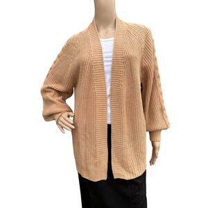 New Jessica Simpson Women Knitted Camel Open Front Long Sleeves Cardigan M